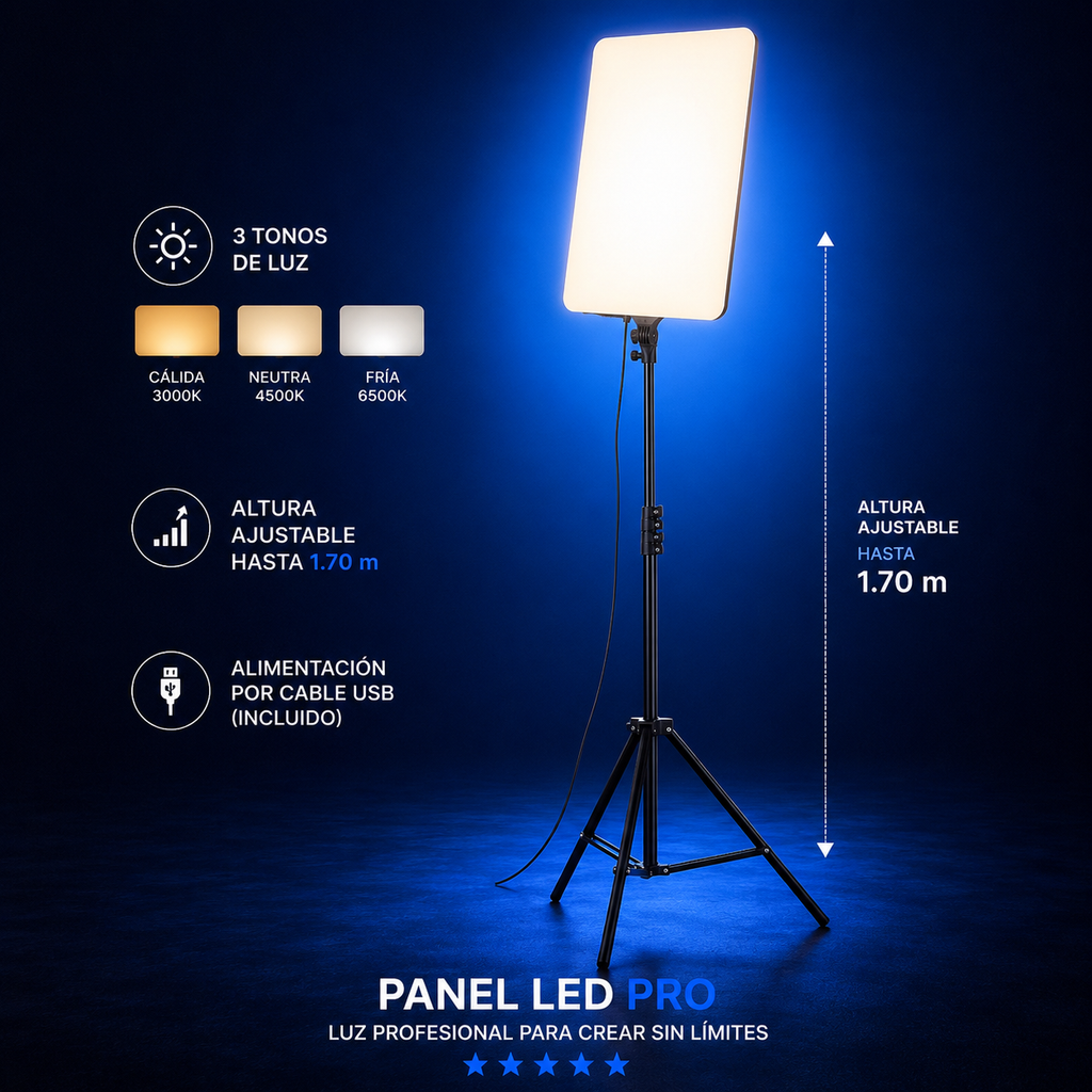 Panel LED Pro con Trípode ⭐⭐⭐⭐⭐